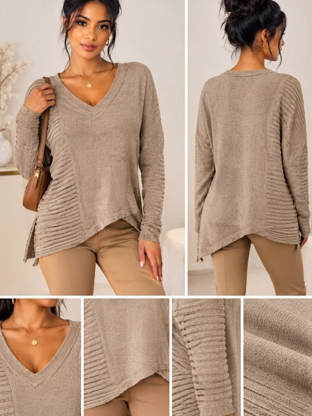 ALLSAINTS Wool Alpaca Knit Sweater V-Neck Asymmetrical Hem Size S